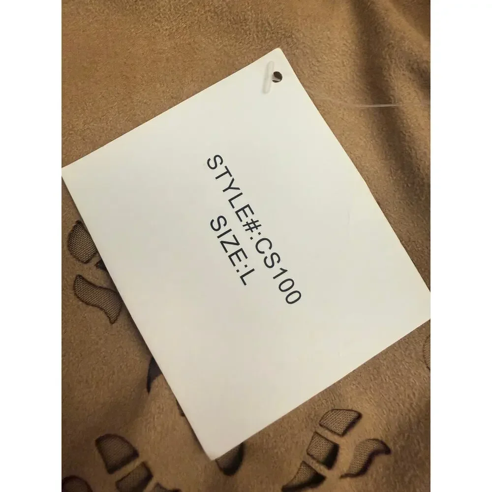 New Stella Luce Tan Faux Suede Scalloped Shorts Boho Size Large - Picture 6 of 6